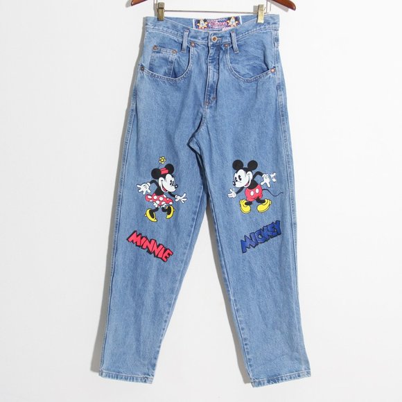 NWT Jou Jou Disney Mickey Minnie Mouse Jeans Denim Rare Vintage High Rise - Picture 1 of 16